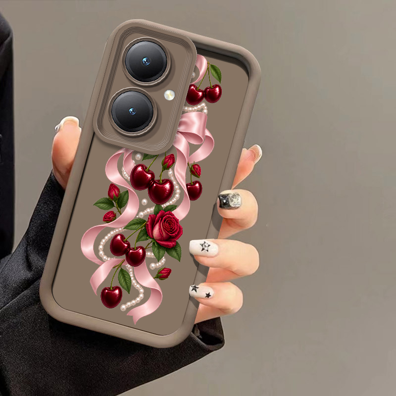 Vivo Y28 - เคสโทรศัพท์ลายโบว์เชอร์รี่การ์ตูน สำหรับ Vivo Y21 Y21S Y22S
